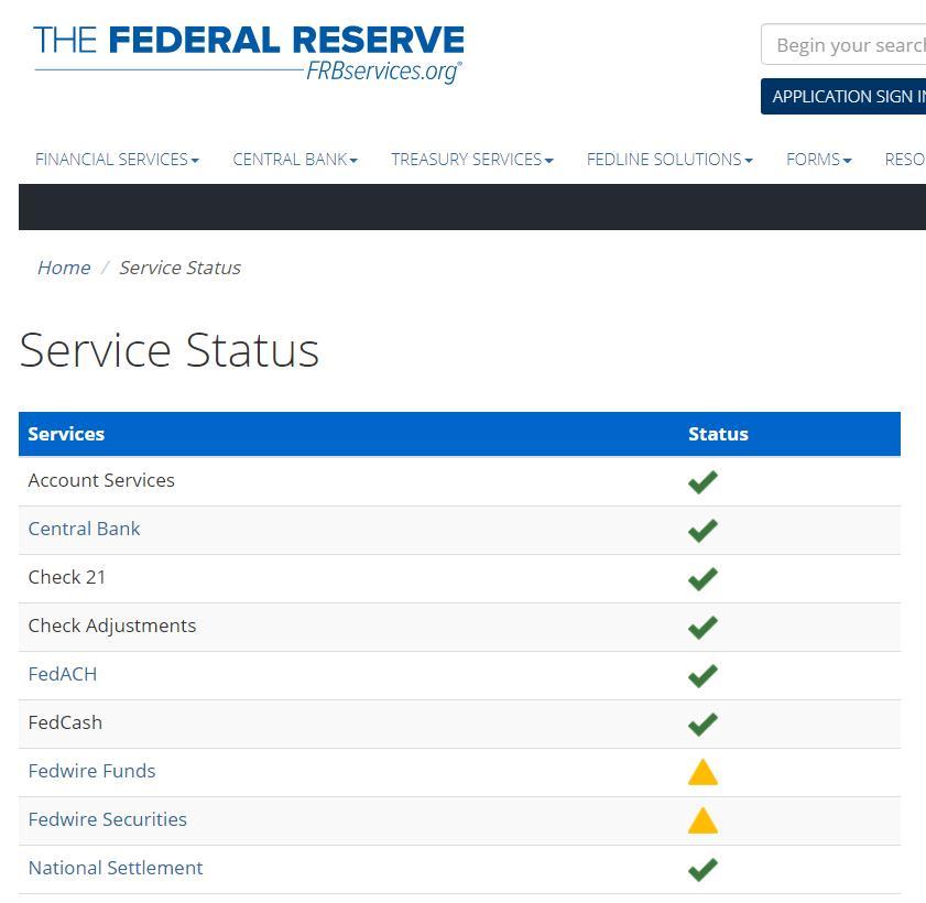美联储运营的支付系统出现服务中断：系操作失误，现已恢复
